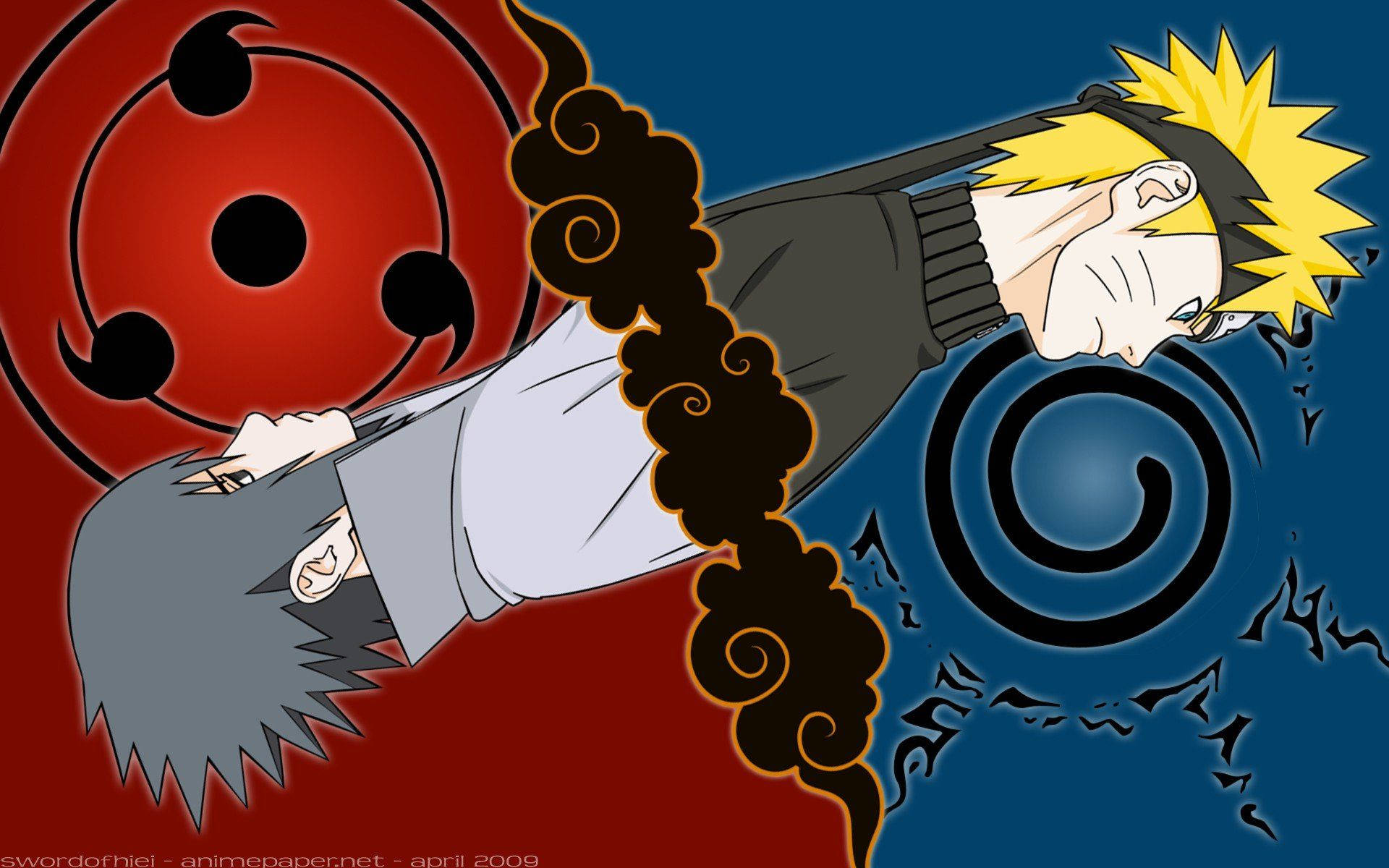 Naruto-symboler av Sasuke og Naruto Bakgrunner