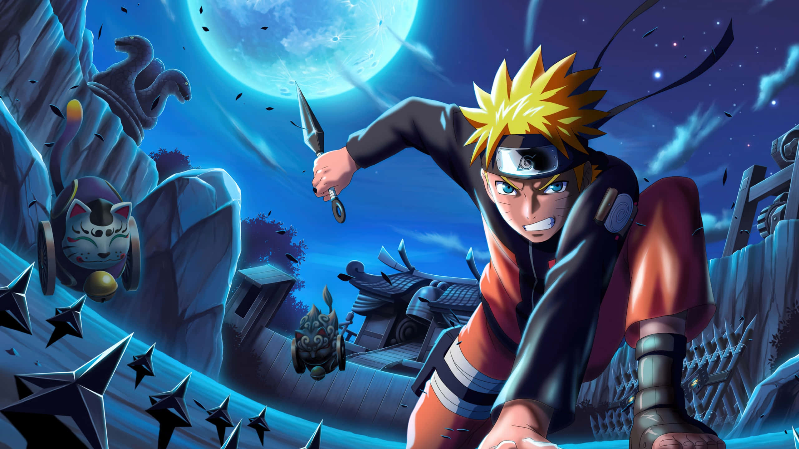 Naruto Uzumaki 4K som kjemper om natten Bakgrunner