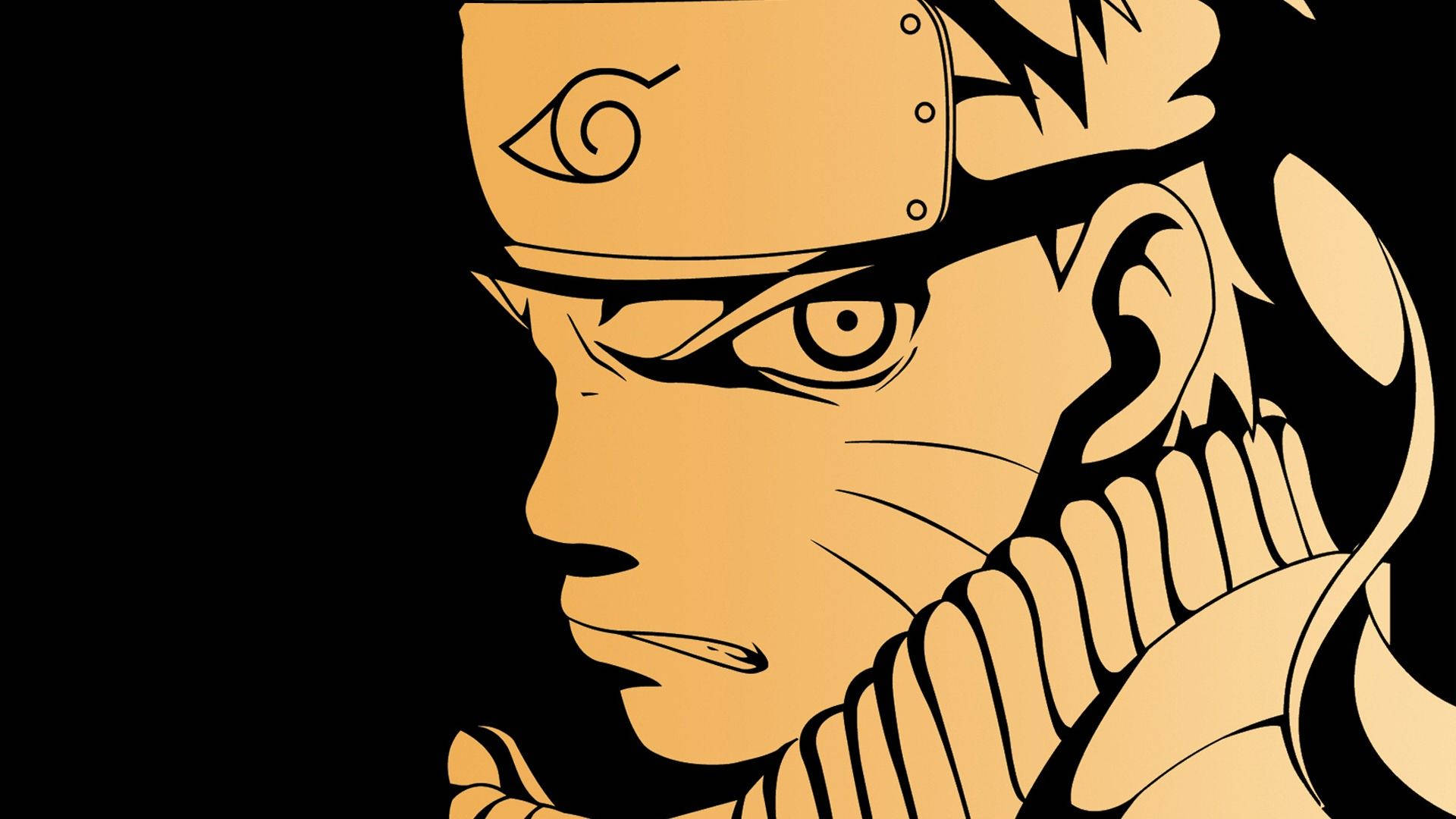Naruto-tegning i vintage oransje kunstverk bakgrunn.