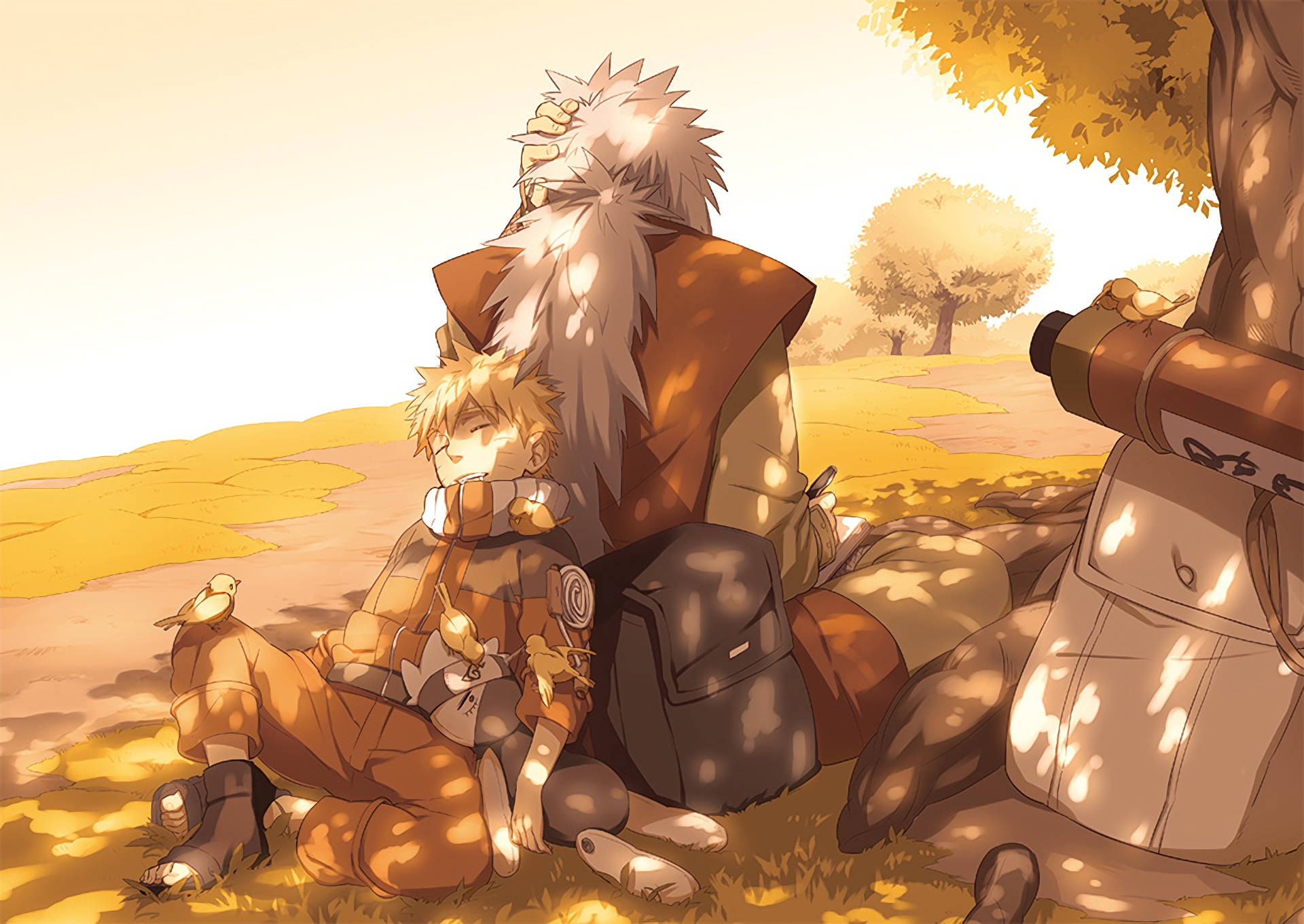 Naruto Uzumaki Jiraiya med sovende Bakgrunner