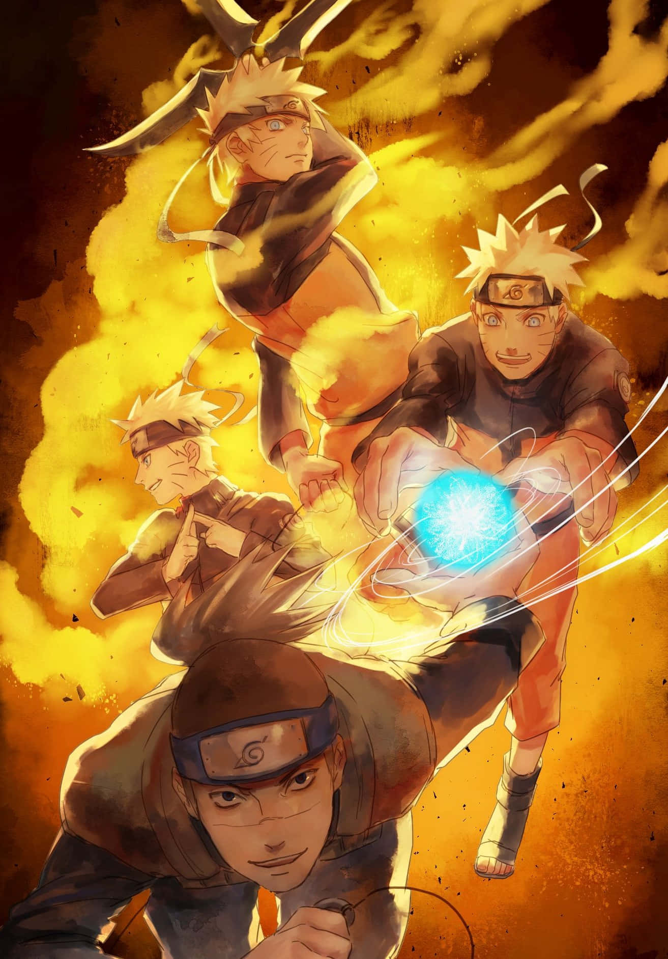 Naruto Uzumaki klar for action i en dristig, dynamisk telefonbakgrunn Bakgrunner