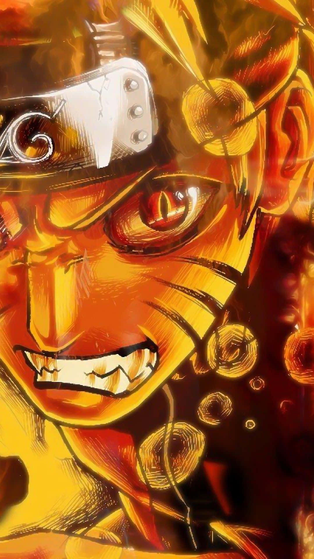 Naruto Uzumaki som frigjør kraftig energi i en unik telefonbakgrunn Bakgrunner