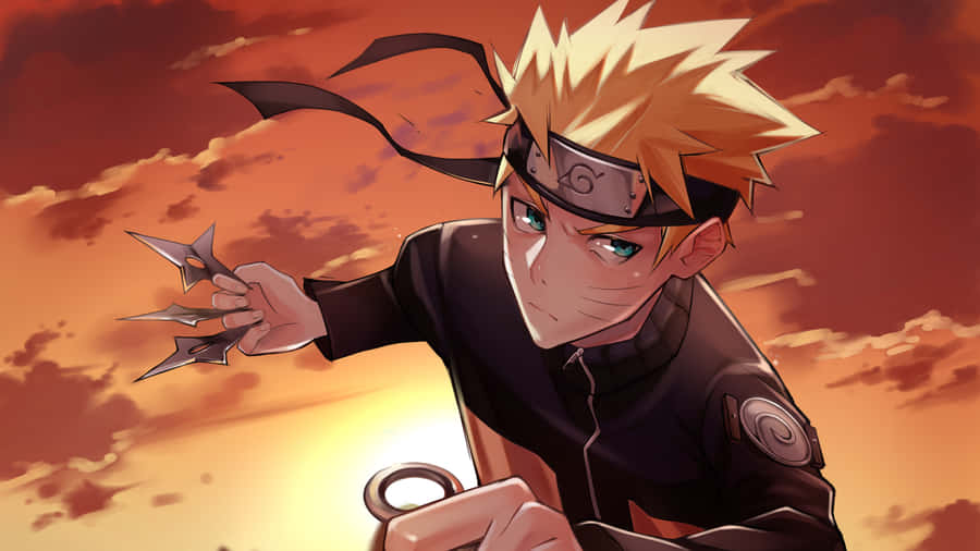 Naruto Uzumaki utløst i fargerik 4K-bakgrunn. Bakgrunner