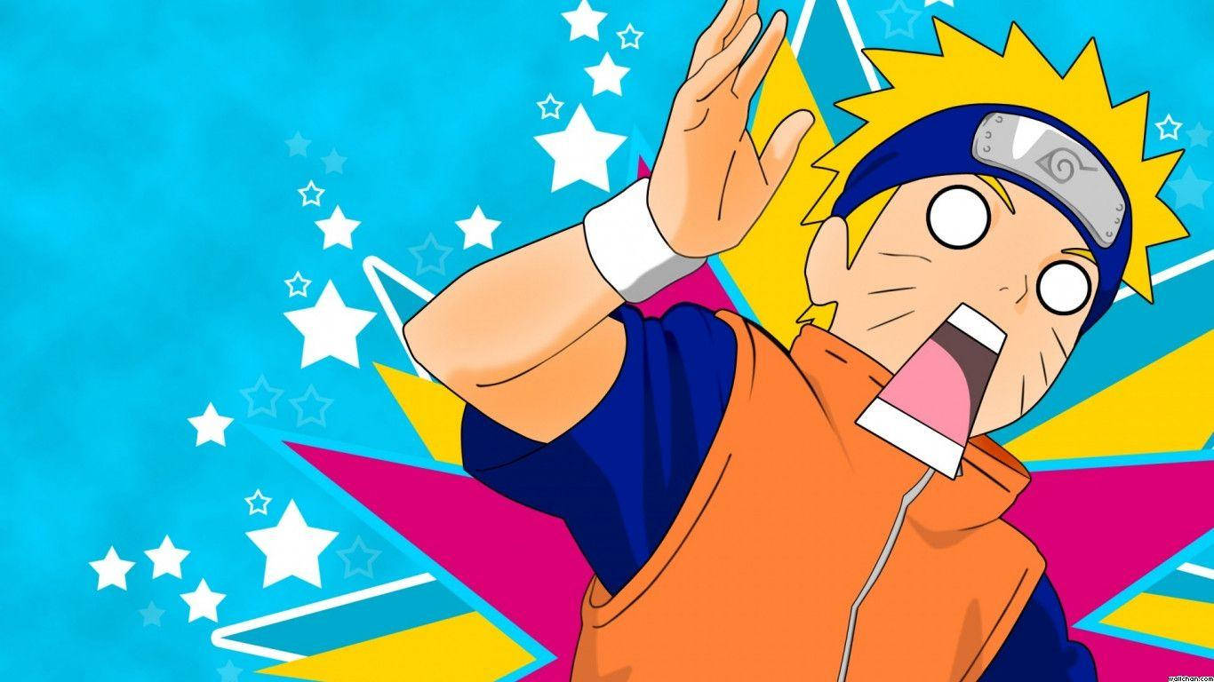 Morsomt ansikt av Naruto Uzumaki i ninjauniformen fra løvlandsbyen.