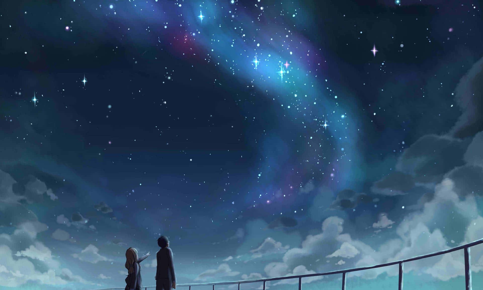 Nattanime-scene fra Your Lie in April Bakgrunner