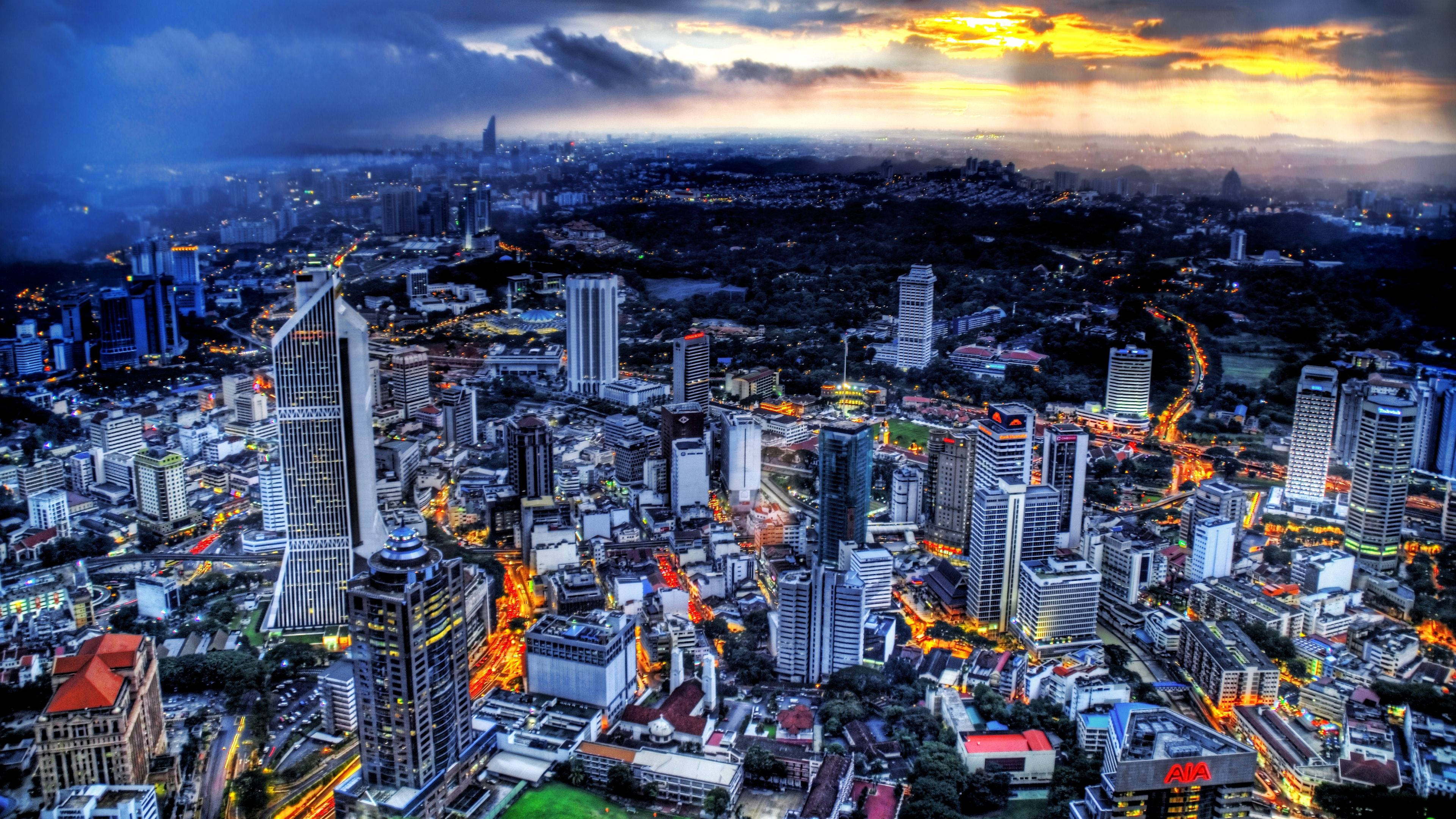 Nattutsikt over Kuala Lumpur-skyline Bakgrunner