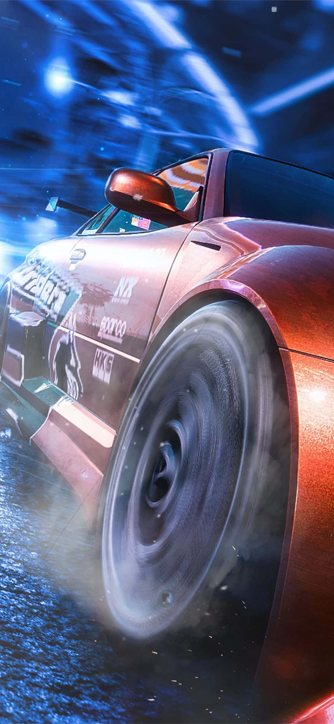 Need For Speed-bakgrunn med rykende hjul Bakgrunner