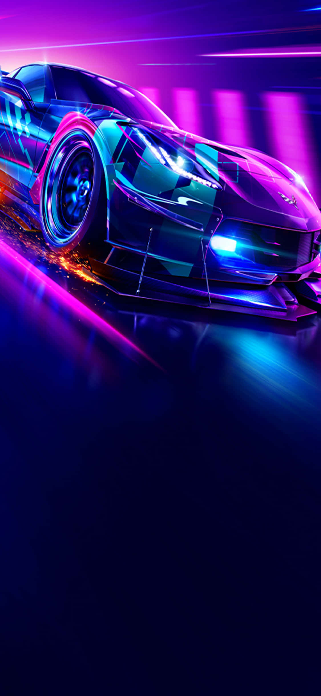 Need for Speed Heat tenner racingscenen på iPhone Xs Bakgrunner