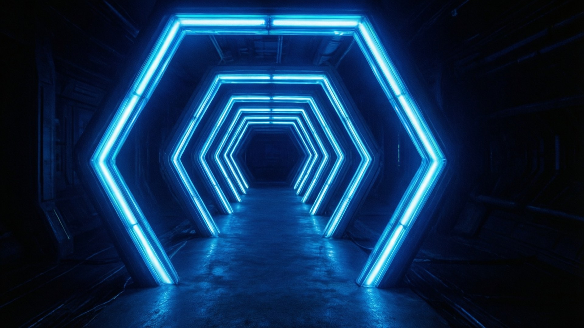 Neon Hex-tunnel Bakgrunner