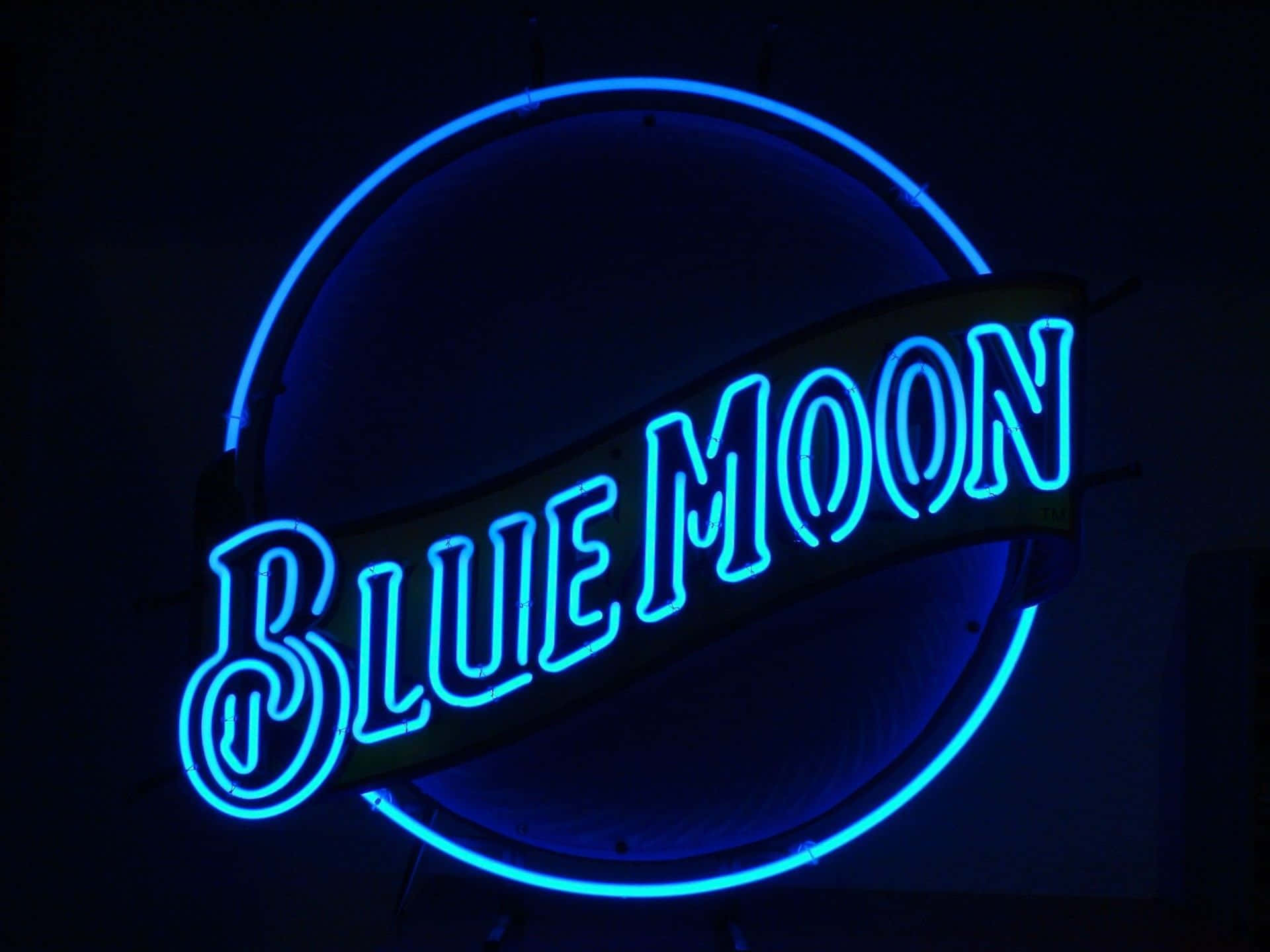 Neon LED-skilt Blå Måne Bilde Bakgrunner