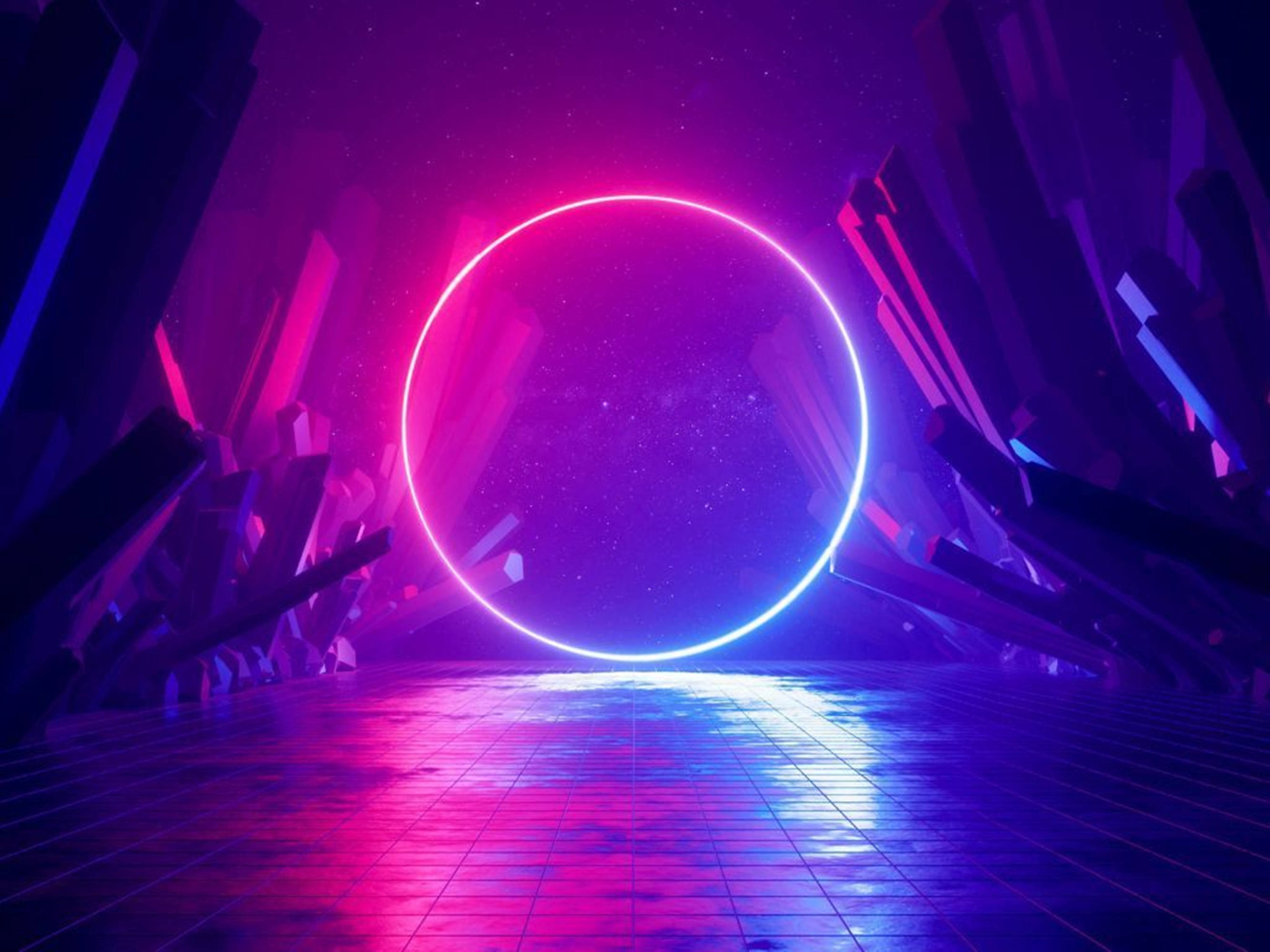 Neon lilla 4K-sirkel Bakgrunner