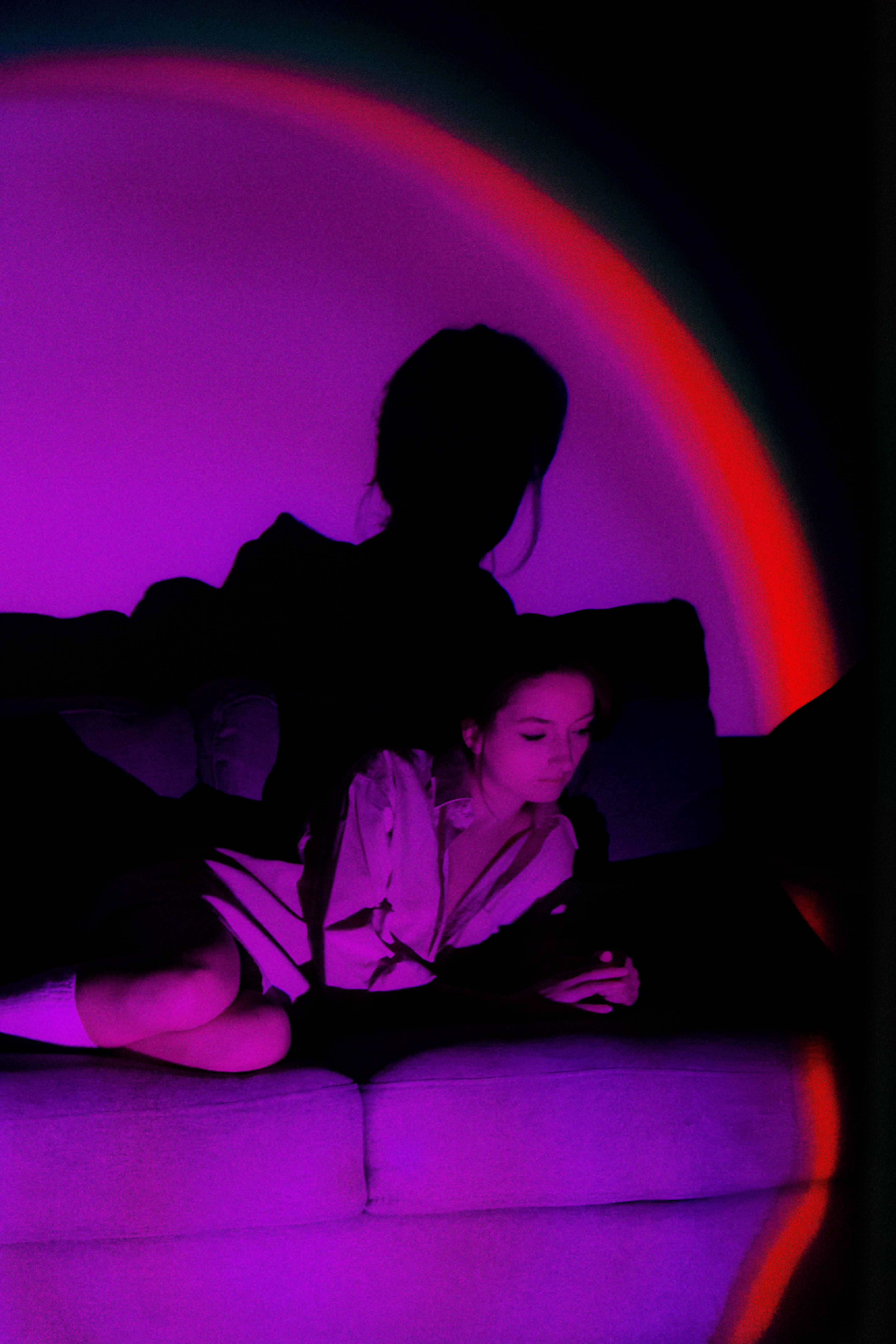 Neon lilla estetisk solnedgangslampe Bakgrunner