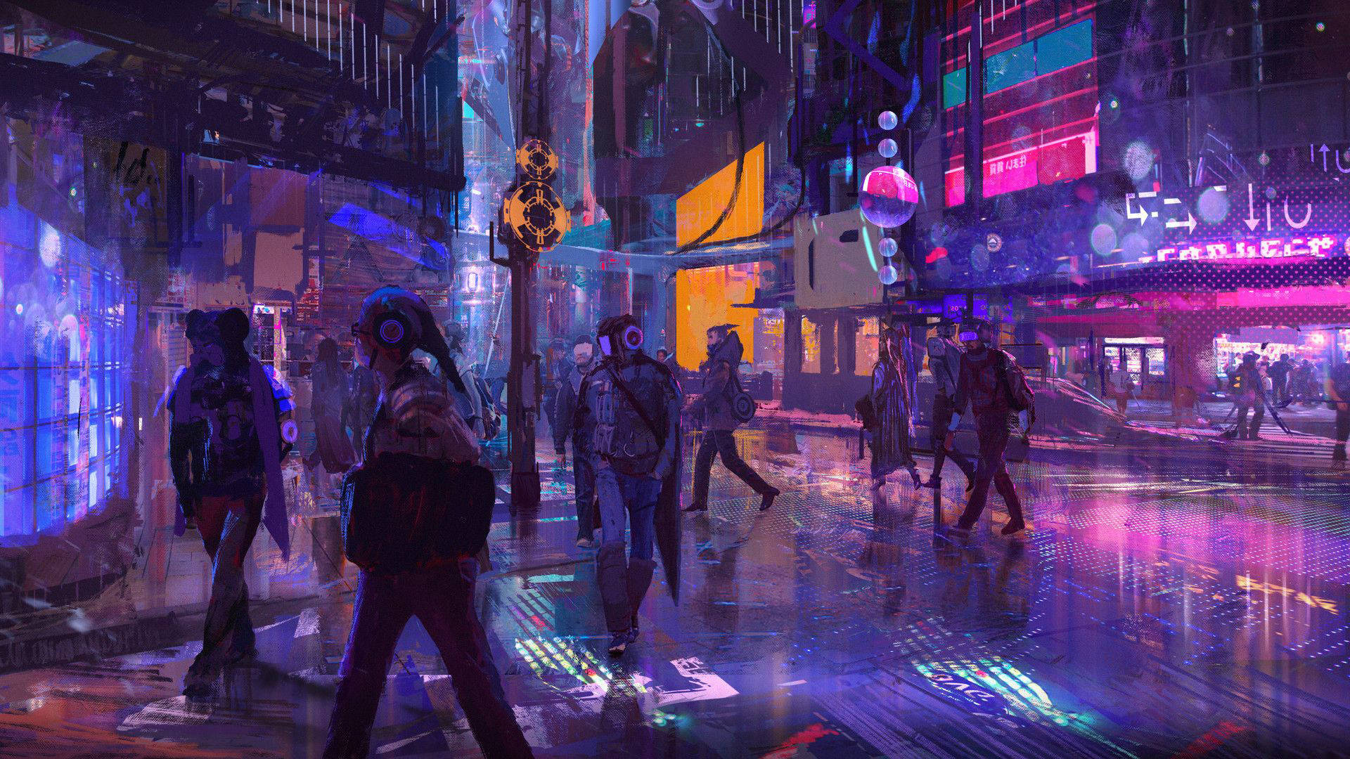 Neon lilla estetisk cyberpunkgate Bakgrunner