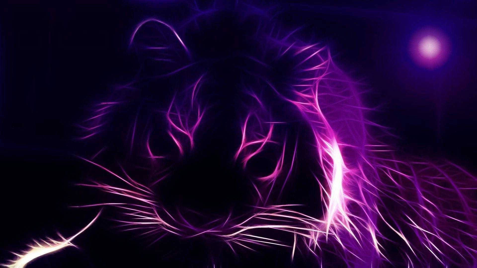 Neon lilla estetisk tigersilhuett Bakgrunner