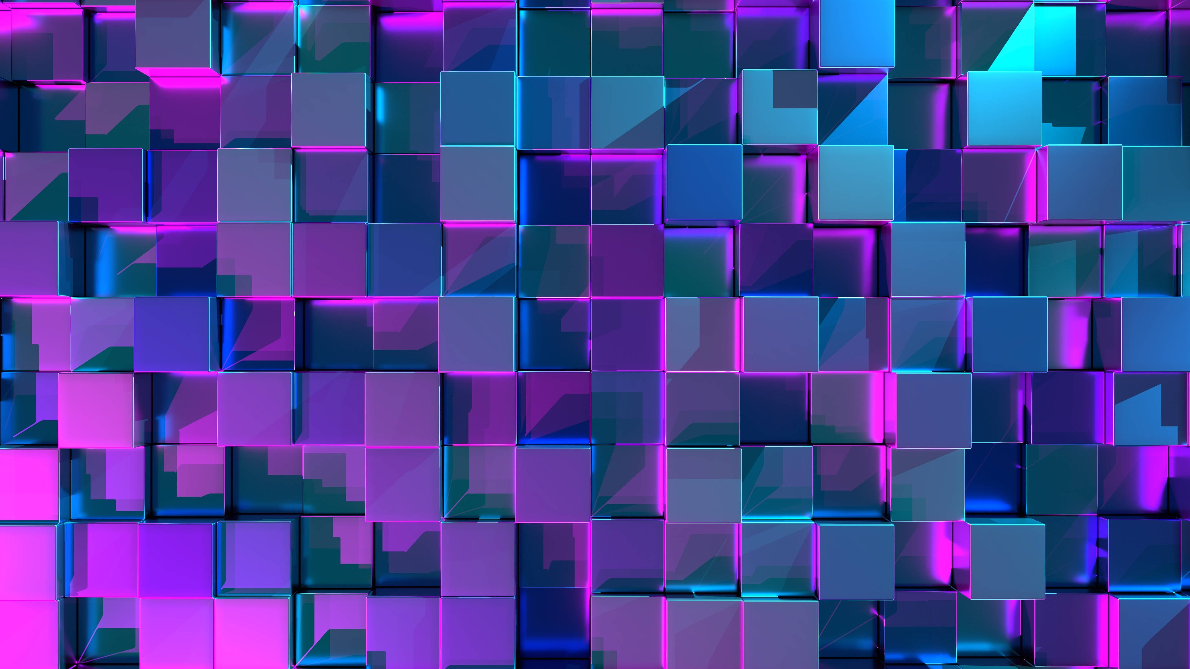 Neon lilla estetiske 3D-kuber Bakgrunner