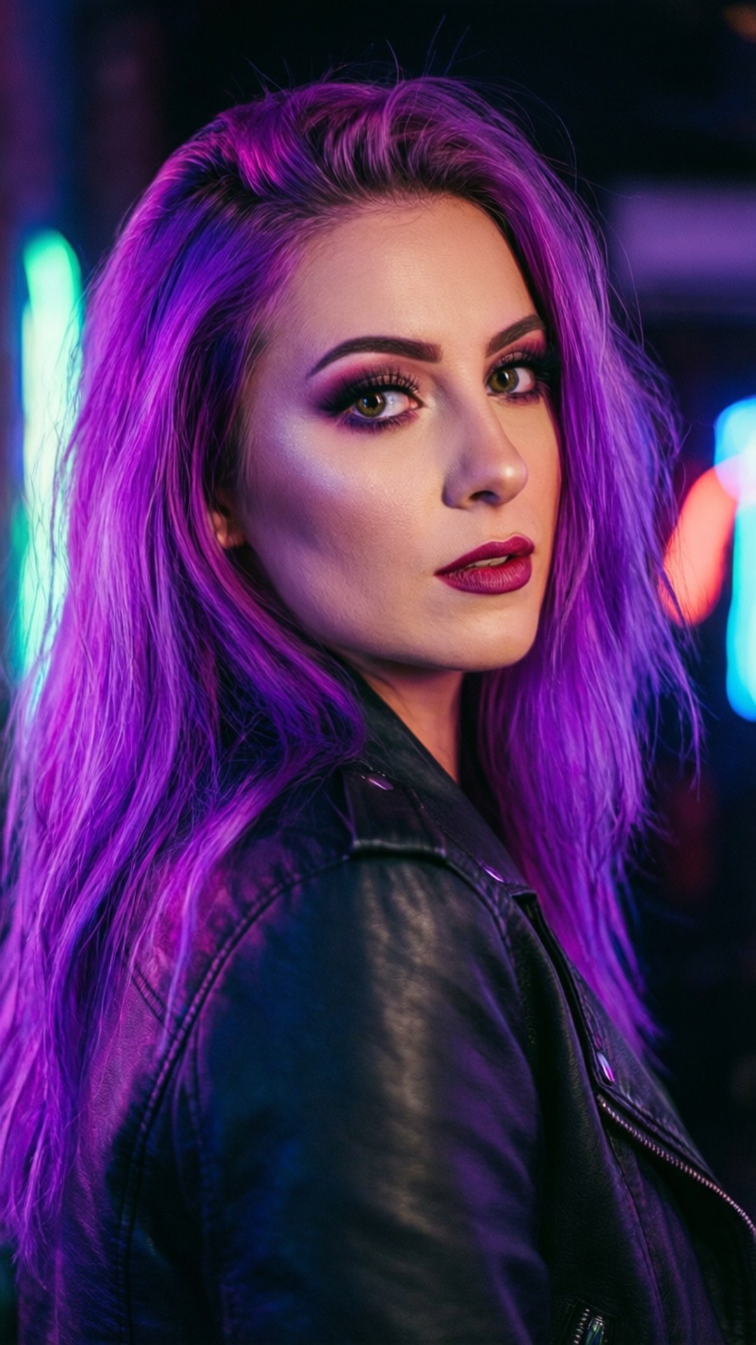 Neon lilla portrett Bakgrunner