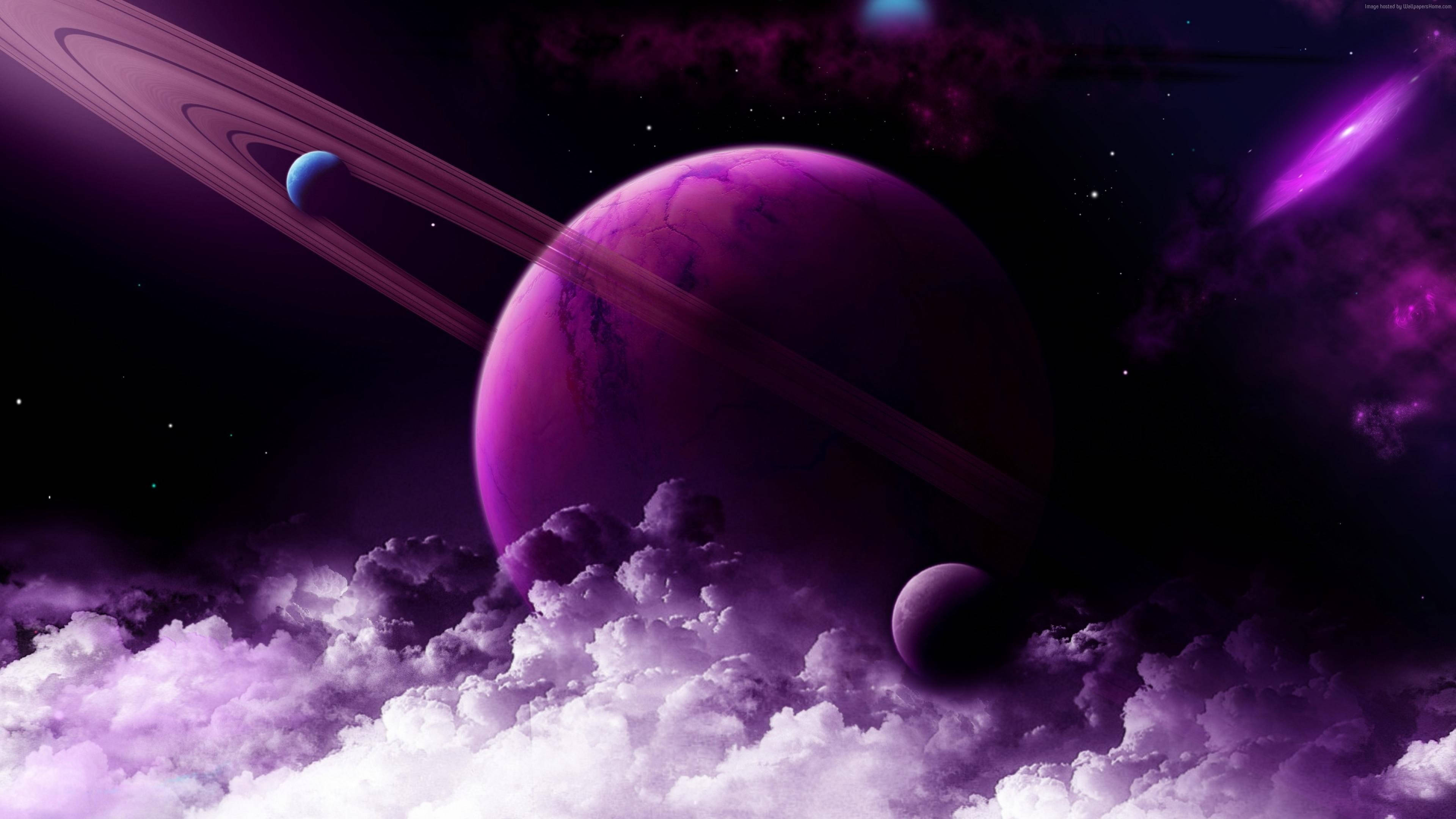 Neon Lilla Saturn 4K Bakgrunner