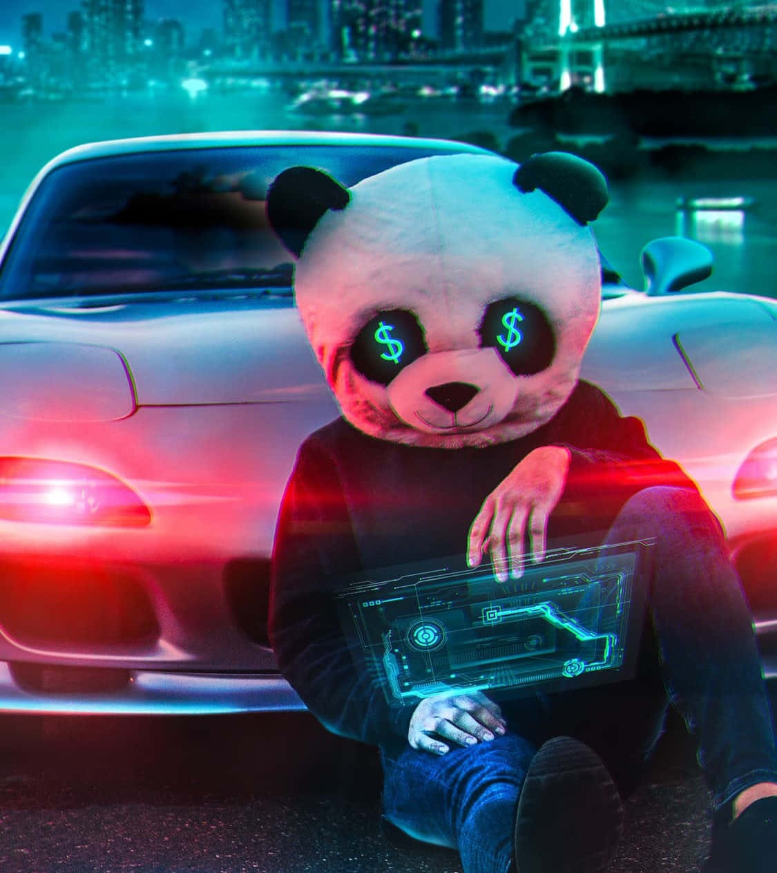 Neon Panda Dollar Beste Profilbilde Bakgrunner