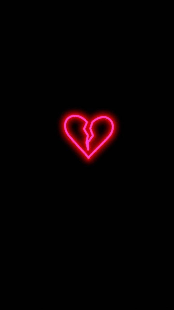 Neon rosa knust hjerte iPhone Bakgrunner
