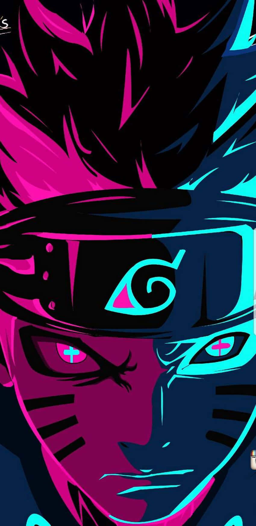 Neon rosa og blå Naruto estetisk telefon Bakgrunner