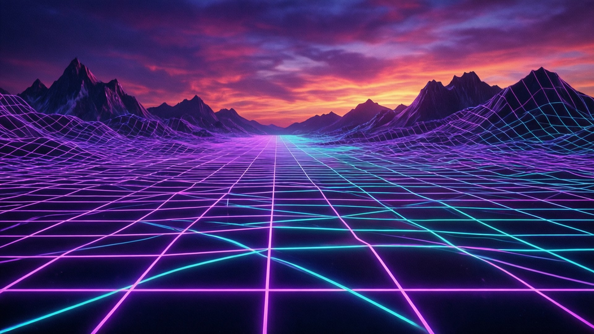 Neon Rutenett Fjell Bakgrunner