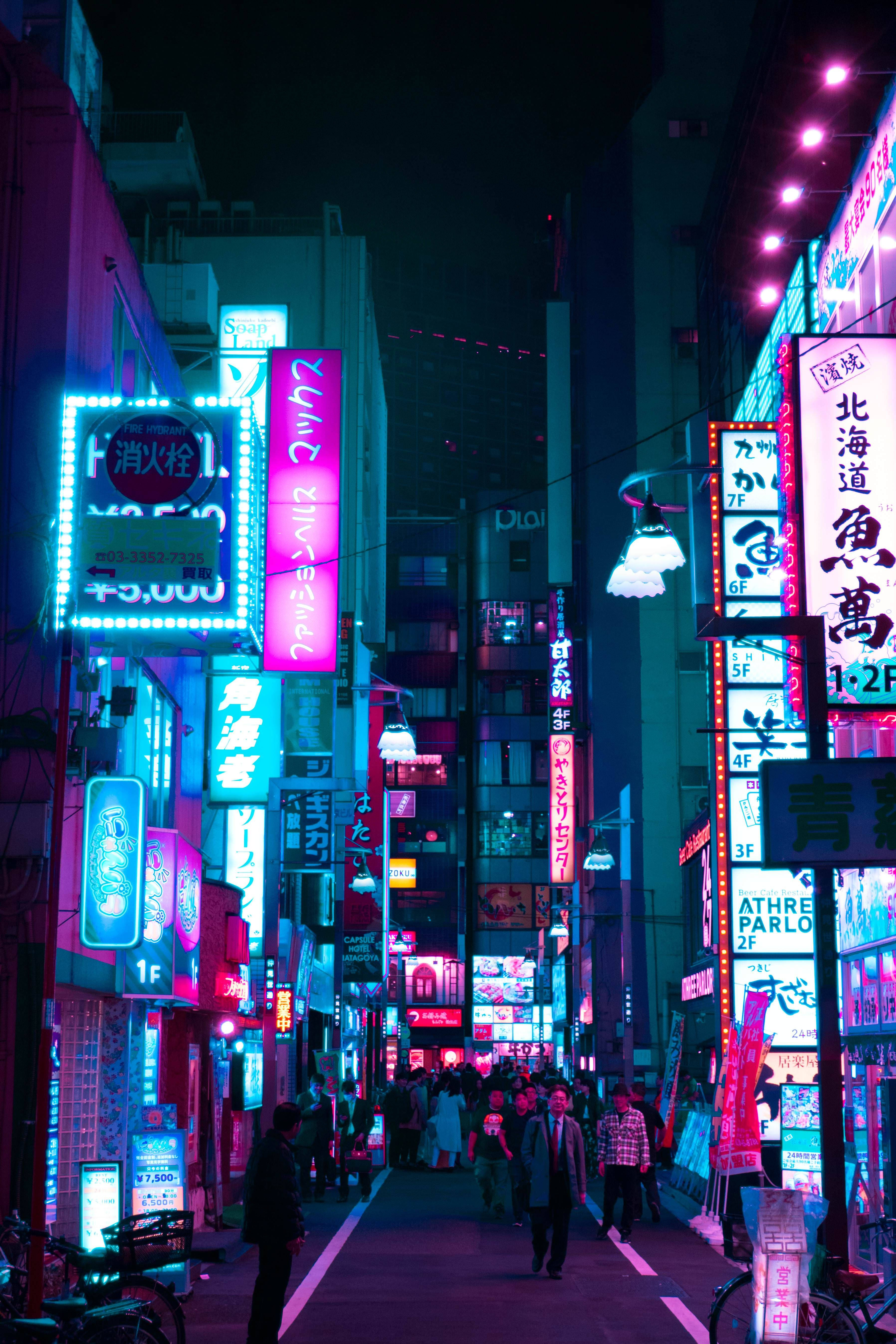 Neon Tokyo estetisk by Bakgrunner