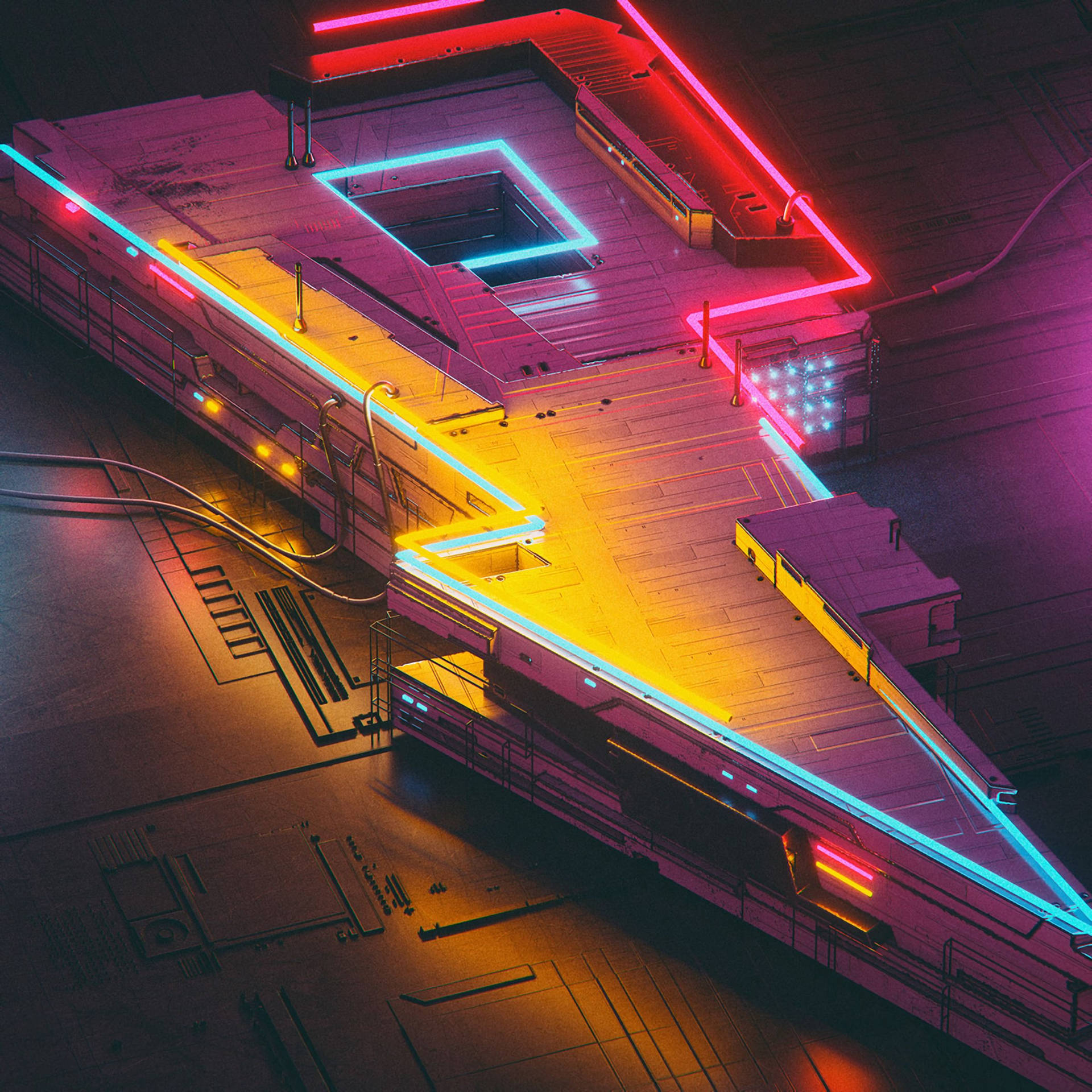 Neon Tordenbygning Bakgrunn