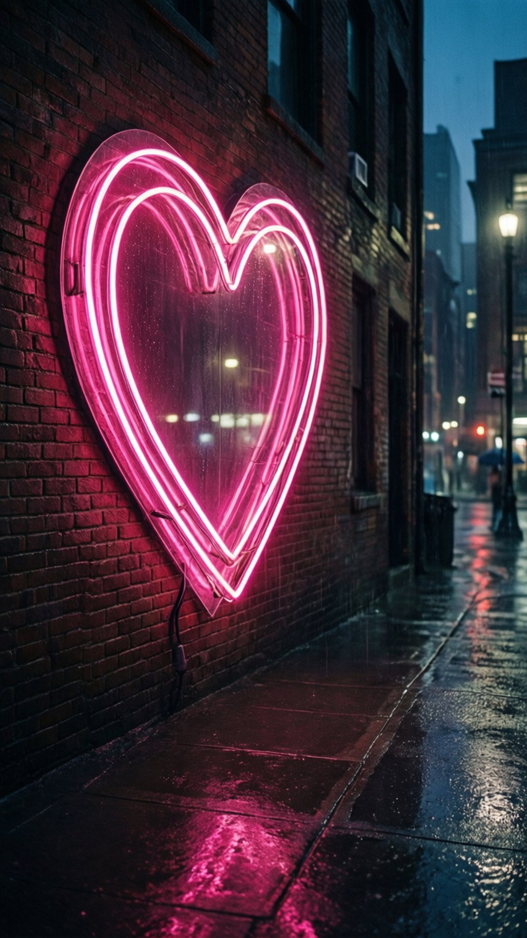 Neonhjerte Regn Bakgrunner
