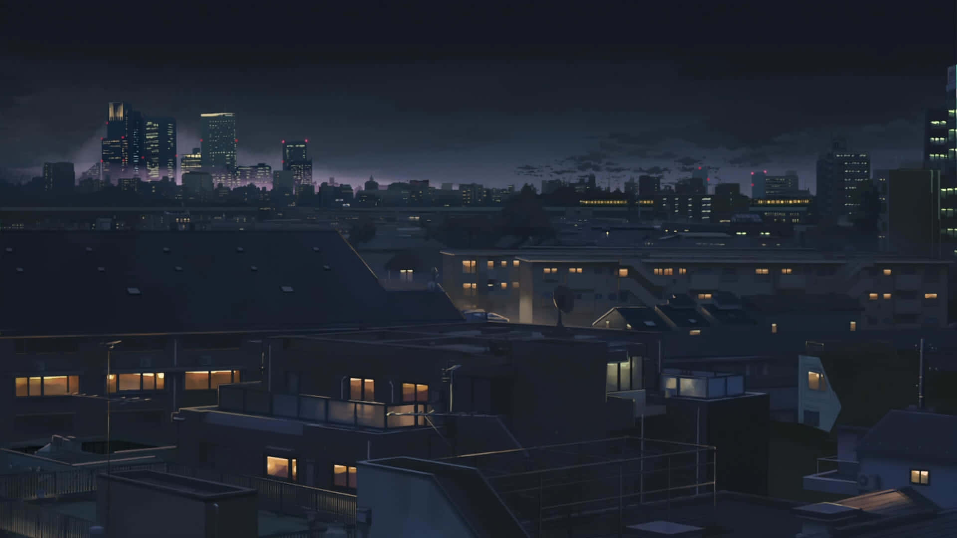 Neonlys lyser opp de travle gatene i Anime City Bakgrunner