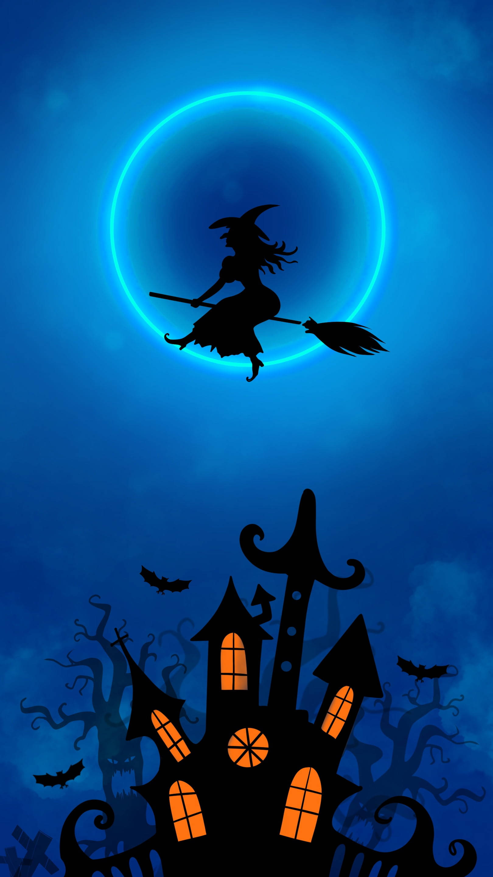 Neonmåne Halloween Bakgrunner