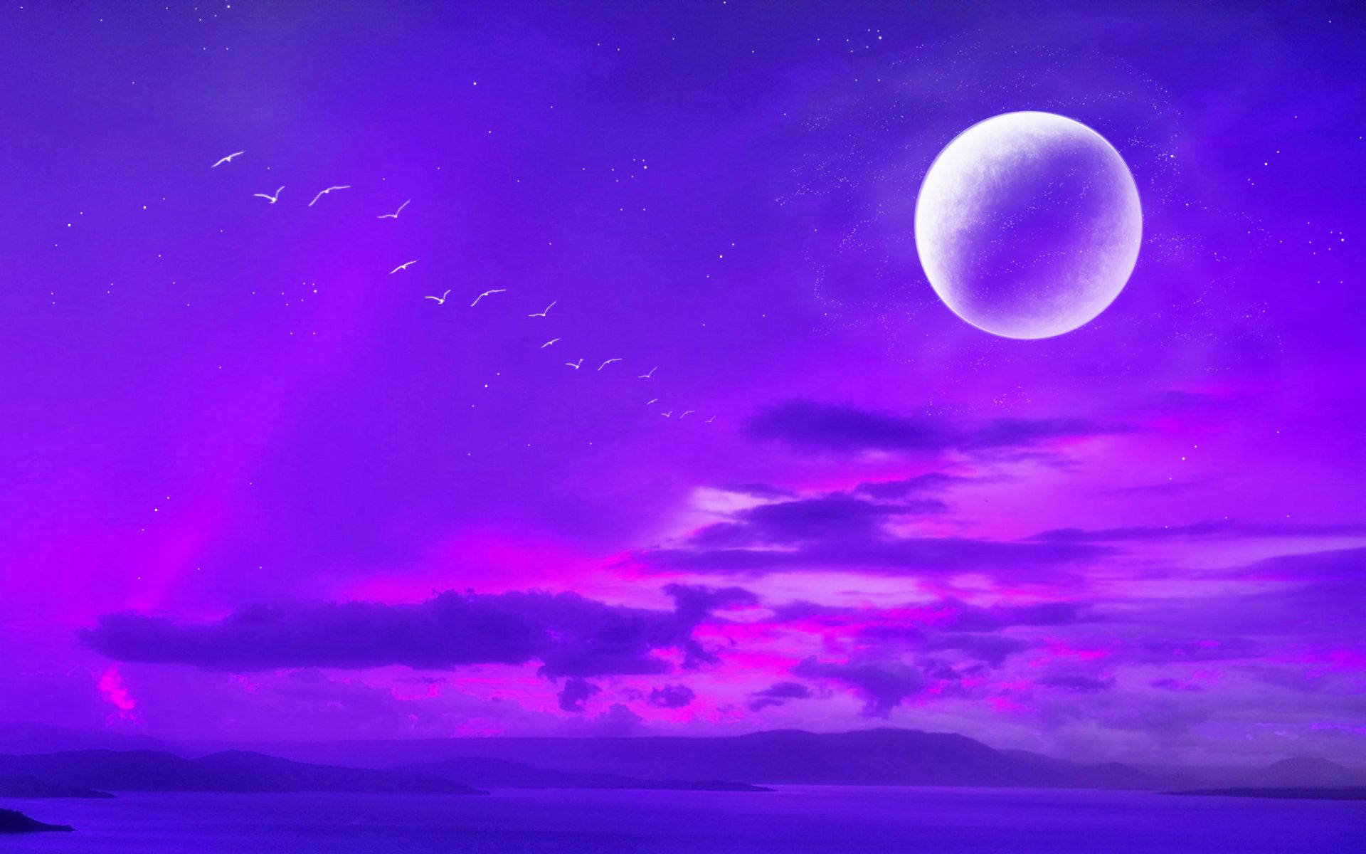Neonmåne og lilla himmel Bakgrunner