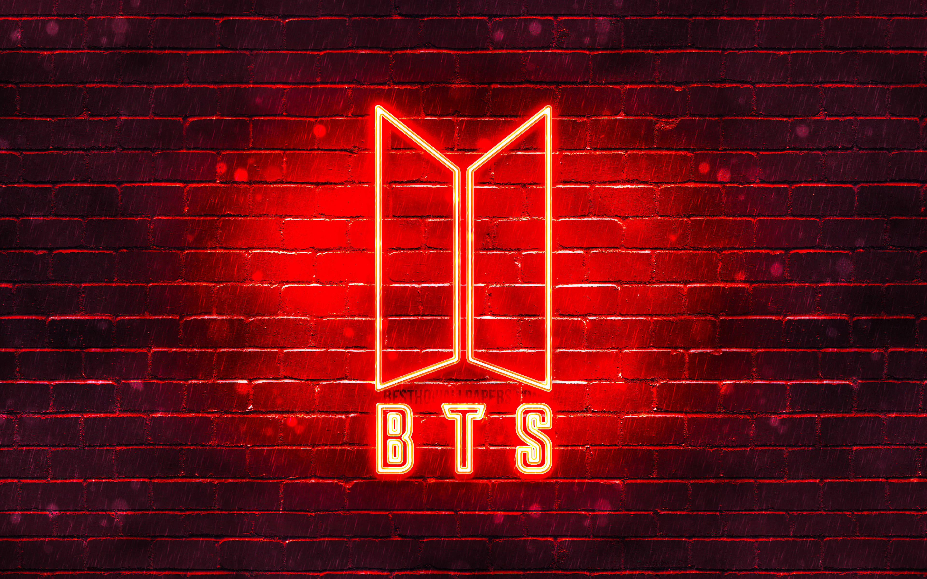 Neonrød BTS-logo Bakgrunner