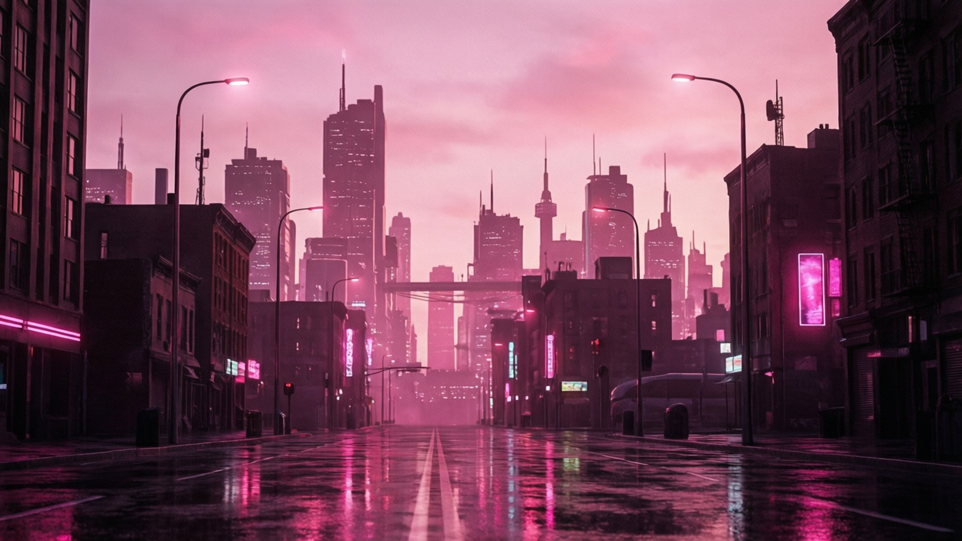 Neonrosa byskumring Bakgrunner