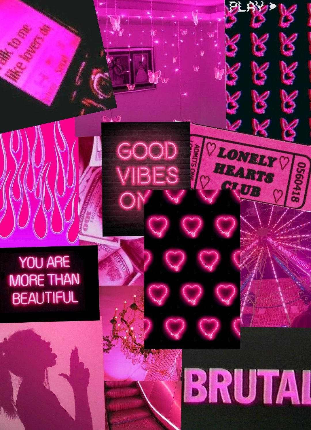 Neonrosa og svart collage Bakgrunner