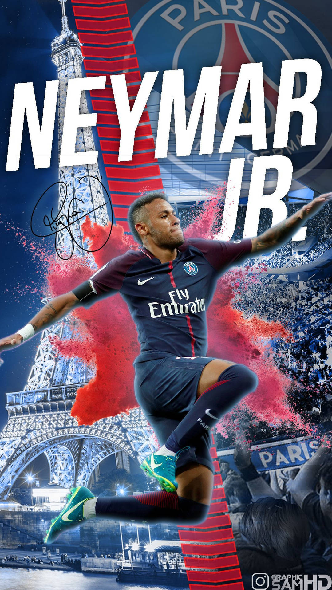 Blå og rød Neymar fan art bakgrunn.