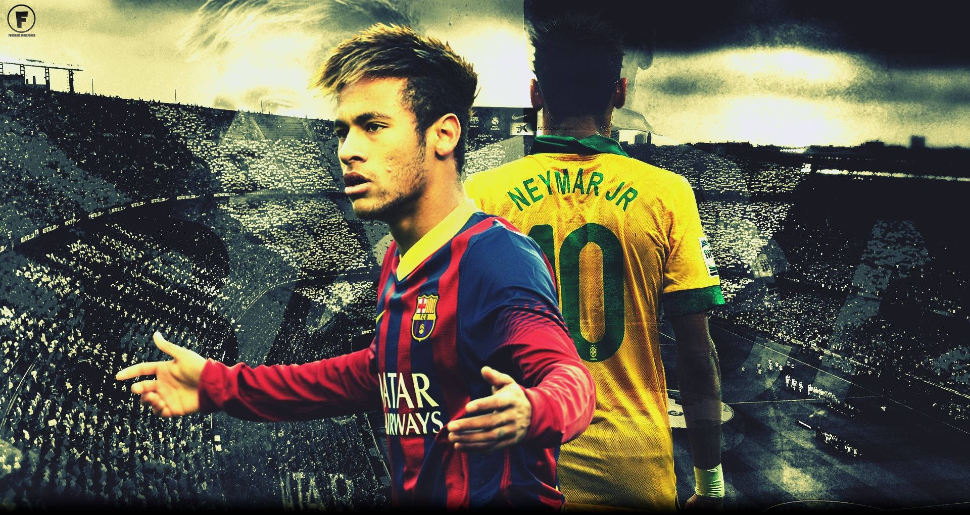 Neymar i Barca- og CBF-drakt bakgrunnsbilde.