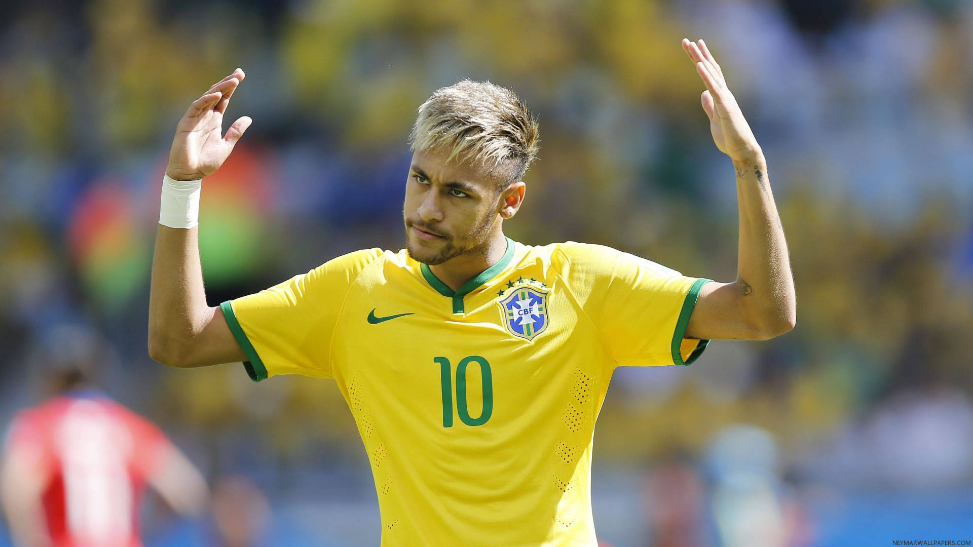 Neymar Brasil nr. 10 uniform bakgrunn.