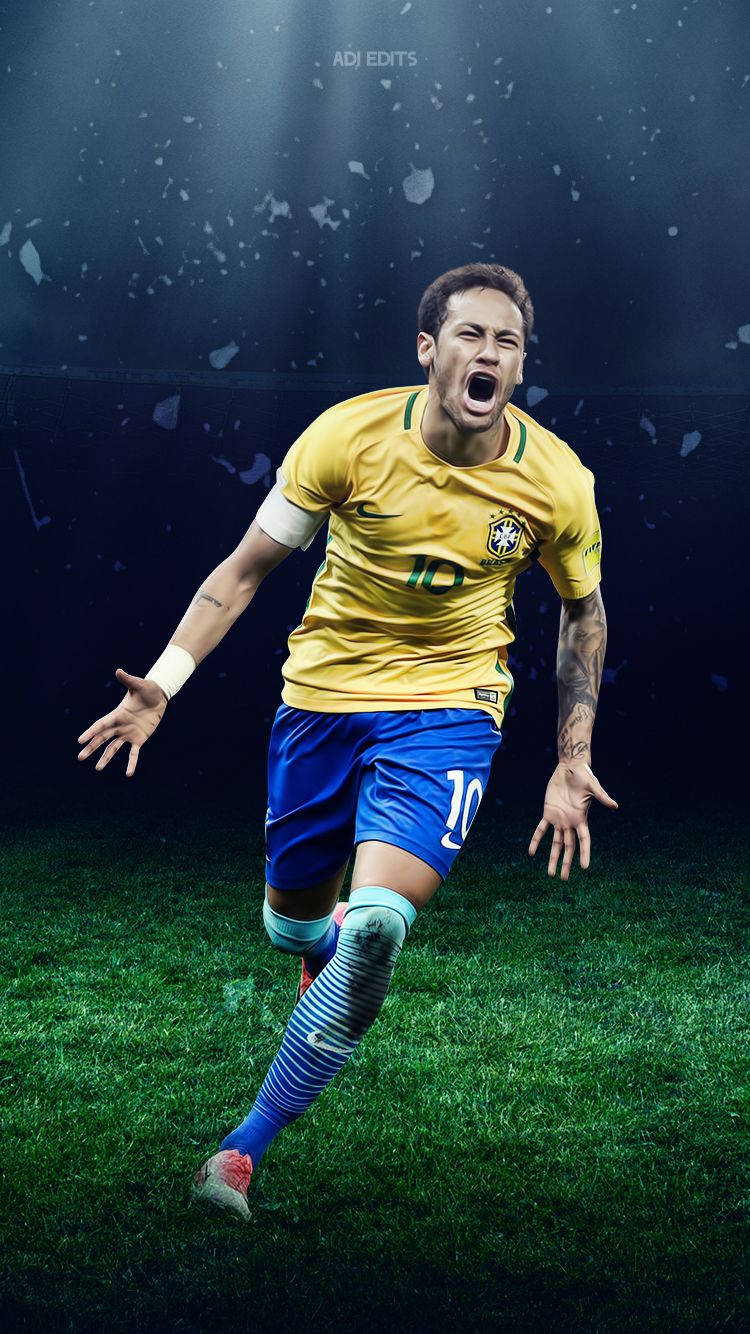 Neymar på banen, dribler gjennom forsvarere Bakgrunner
