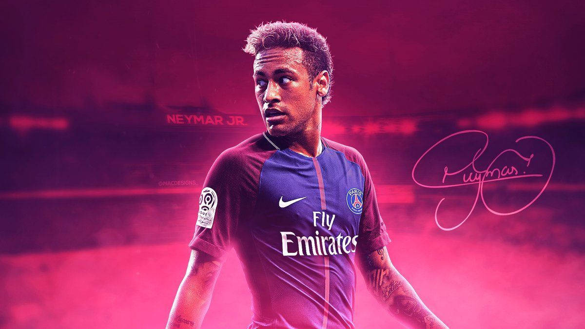 Neymar viser frem sine ferdigheter og stil i en iøynefallende rosa dress. Bakgrunner