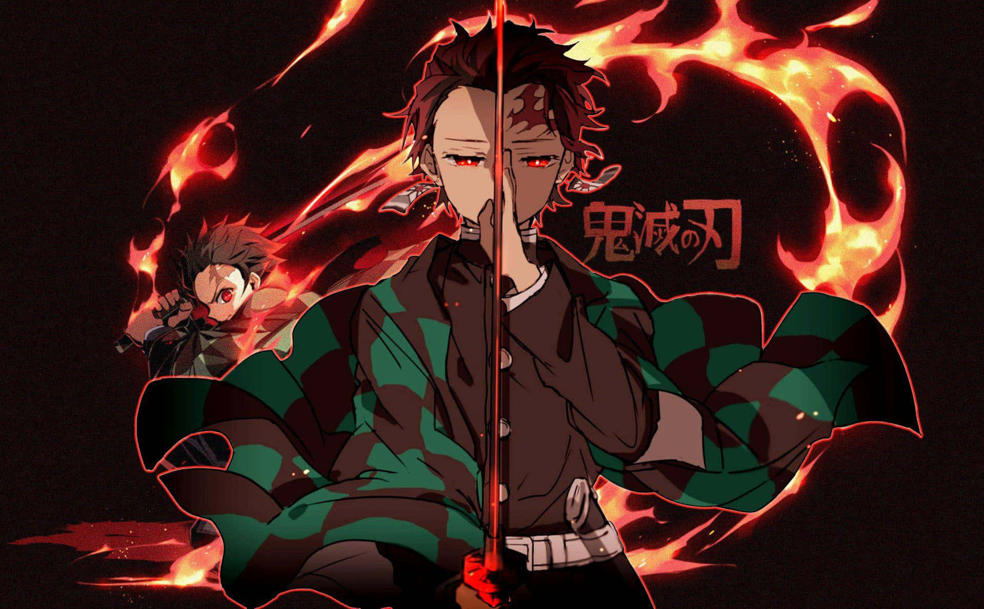 Nezuko Kamado og Tanjiro Kamado i Demon Slayer-animeen Bakgrunner