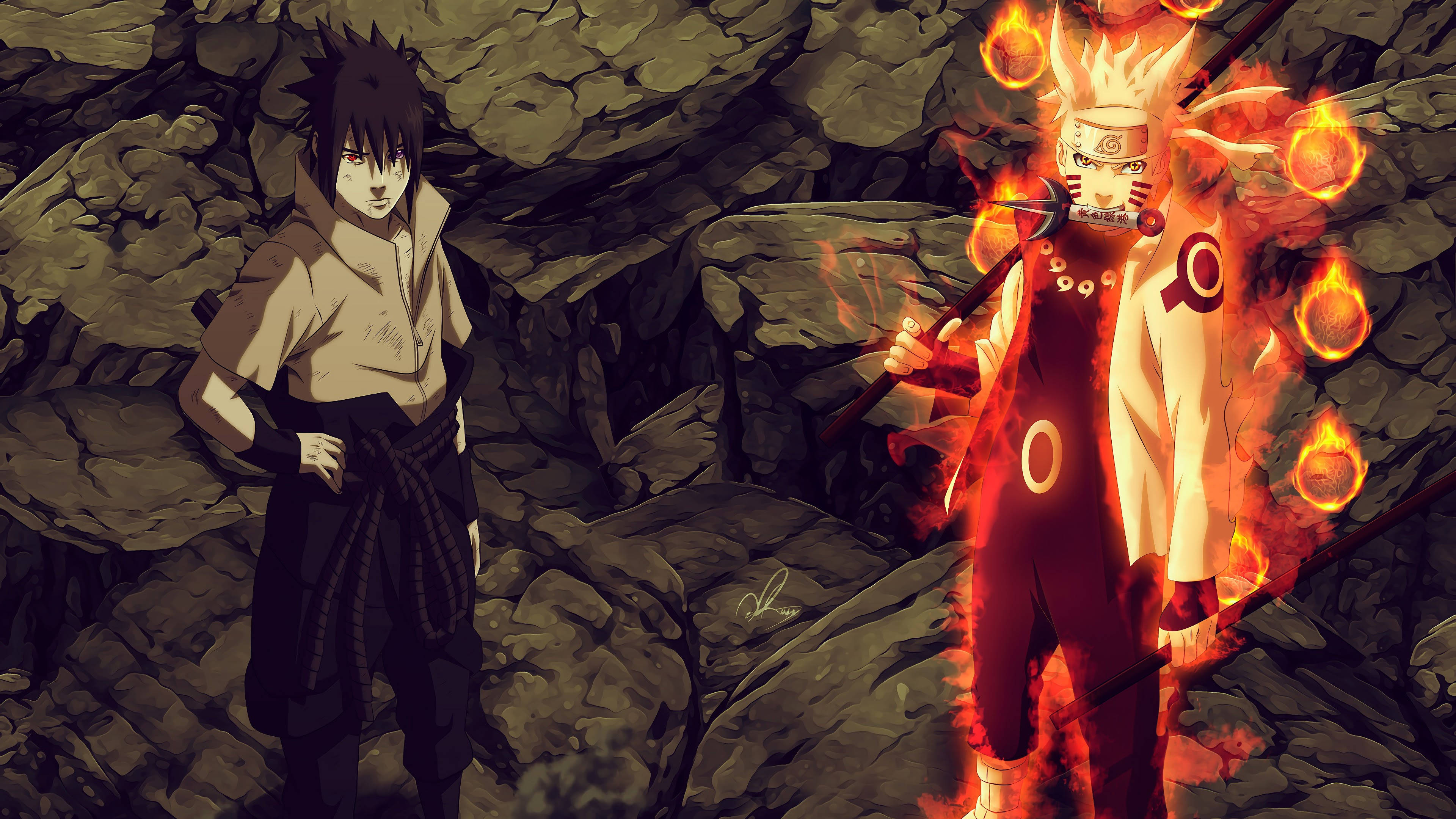Ninja-krigshelter Naruto og Sasuke Bakgrunner