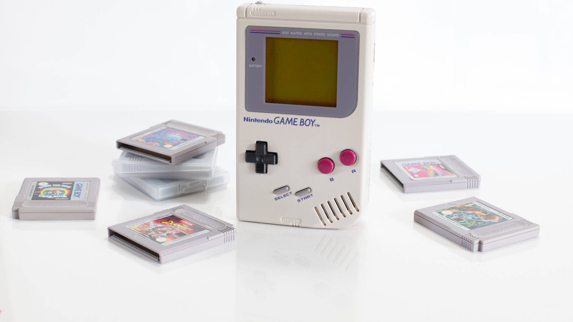Nintendo Game Boy med spillkassetter Bakgrunner