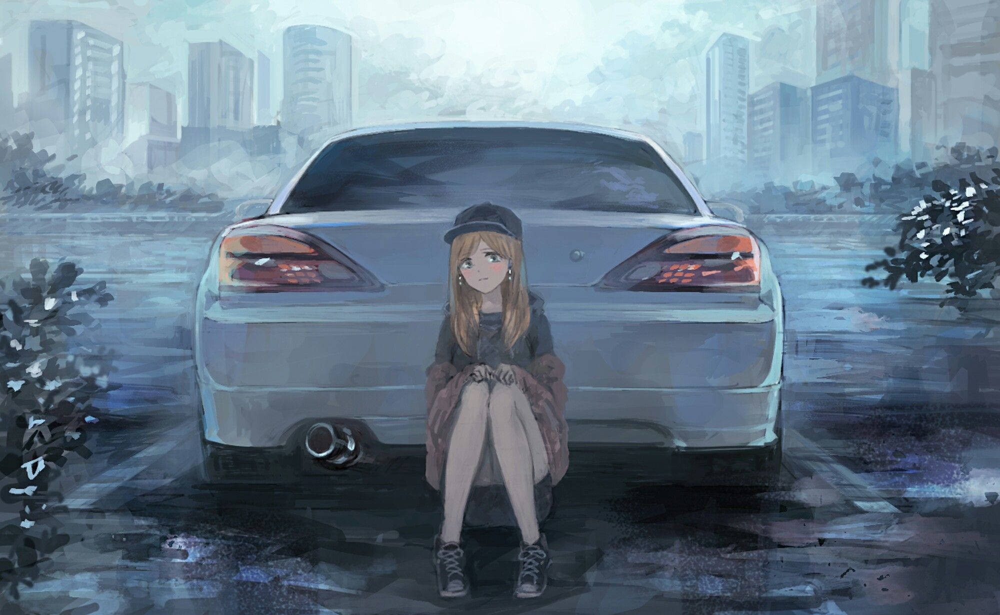 Nissan Silvia bil anime Bakgrunner