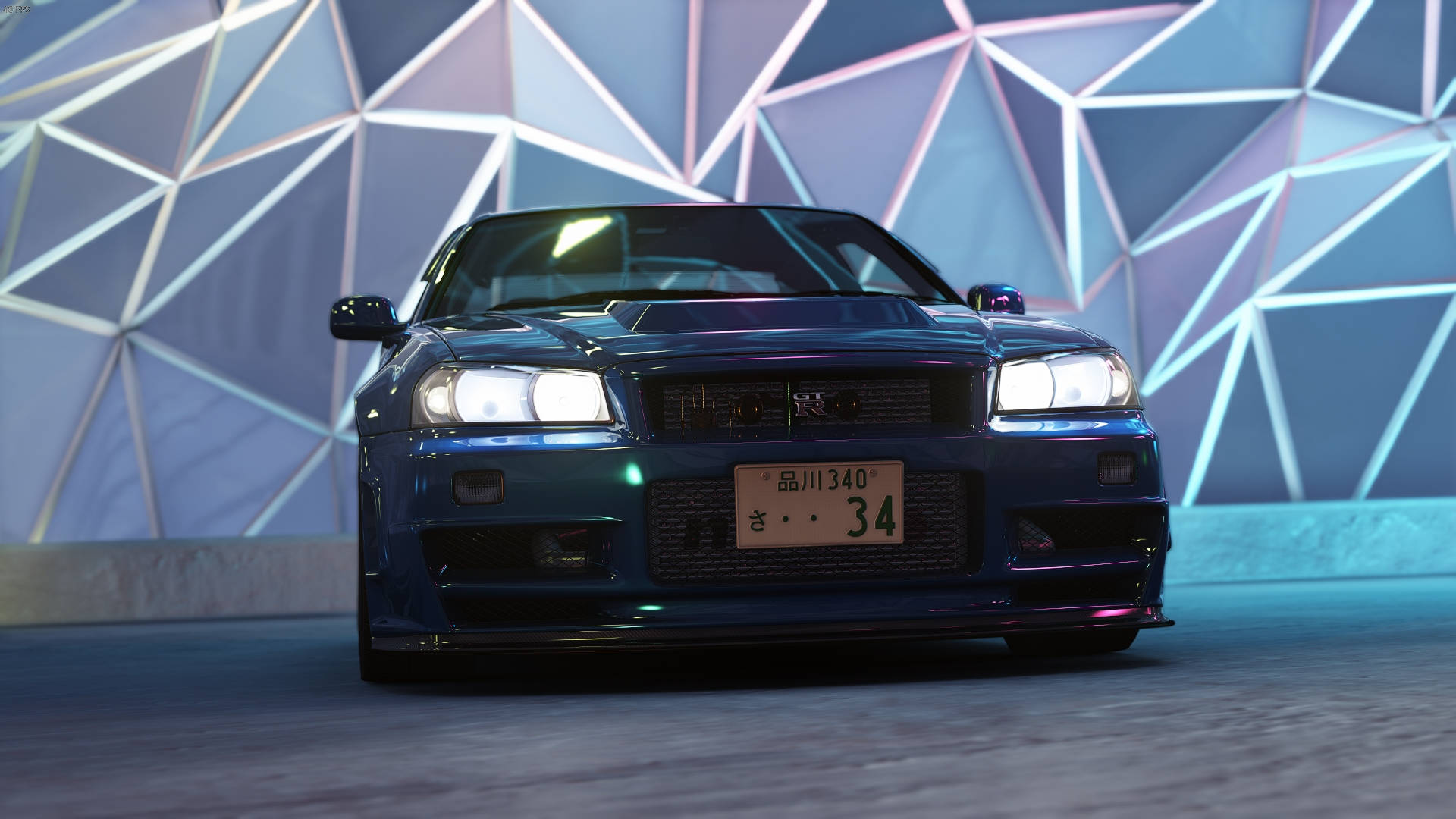 Nissan Skyline Gtr R34 Geometrisk Bakgrunn Bakgrunner