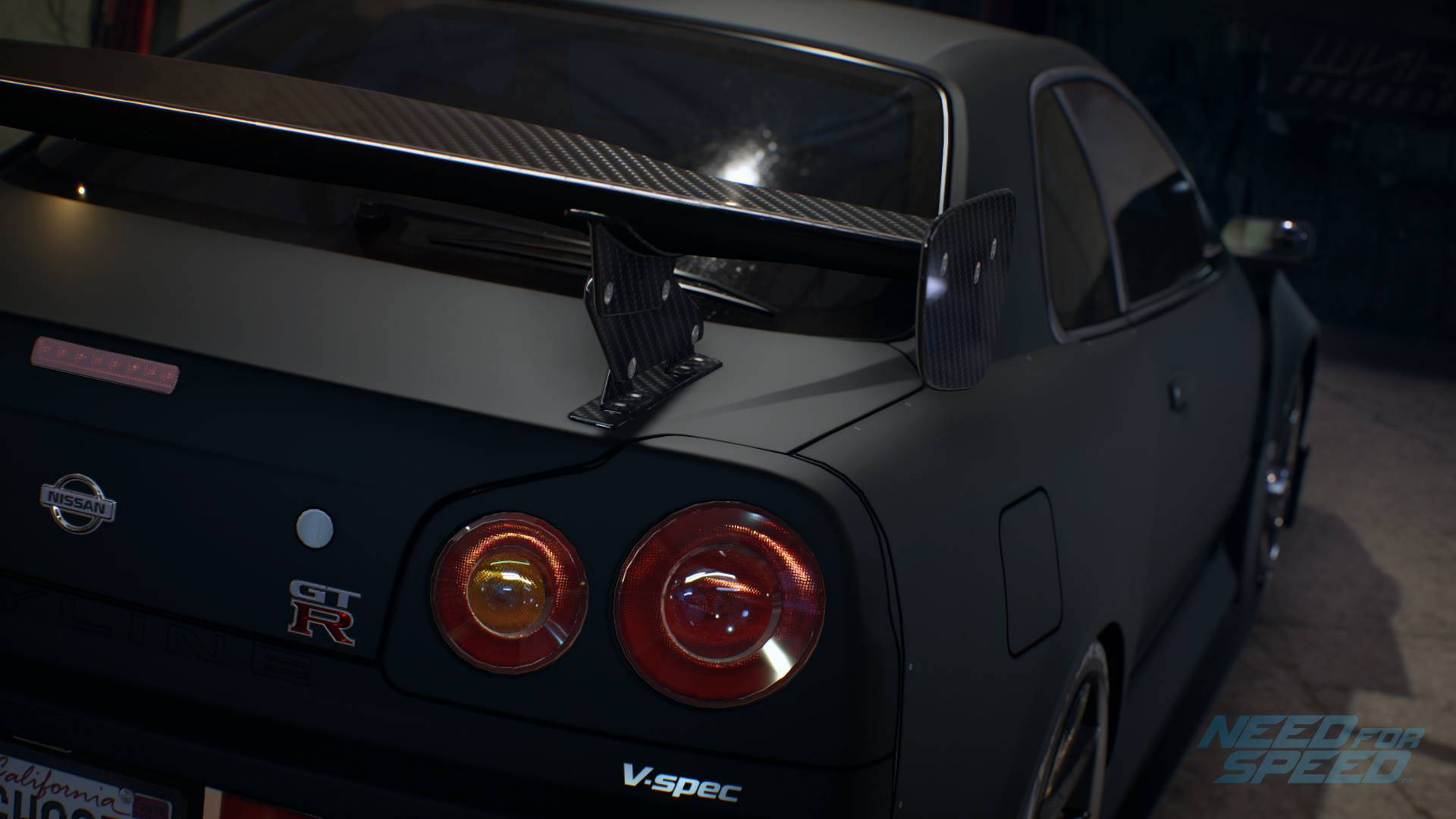 Nissan Skyline GTR R34 Matt Sort Bakgrunner