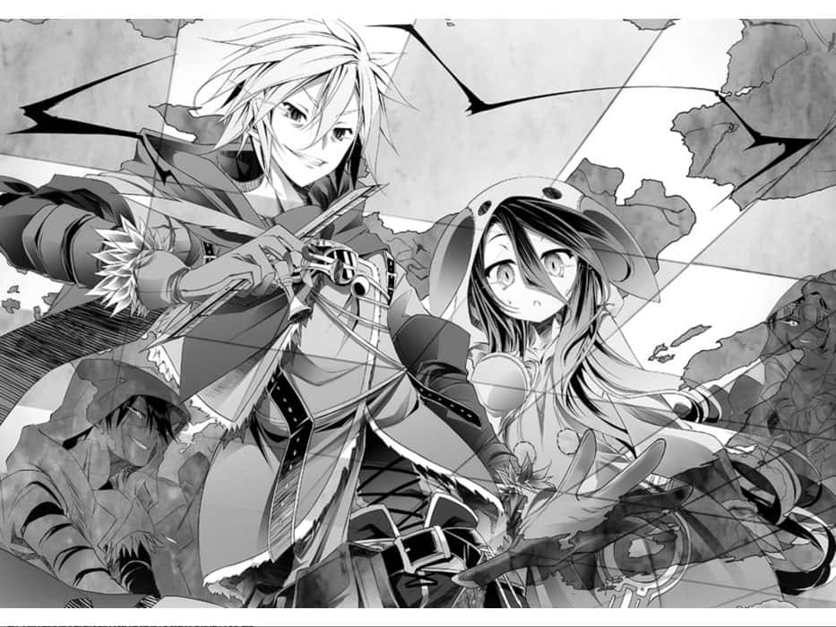 No Game No Life Sora Shiro Grått Bilde Bakgrunner