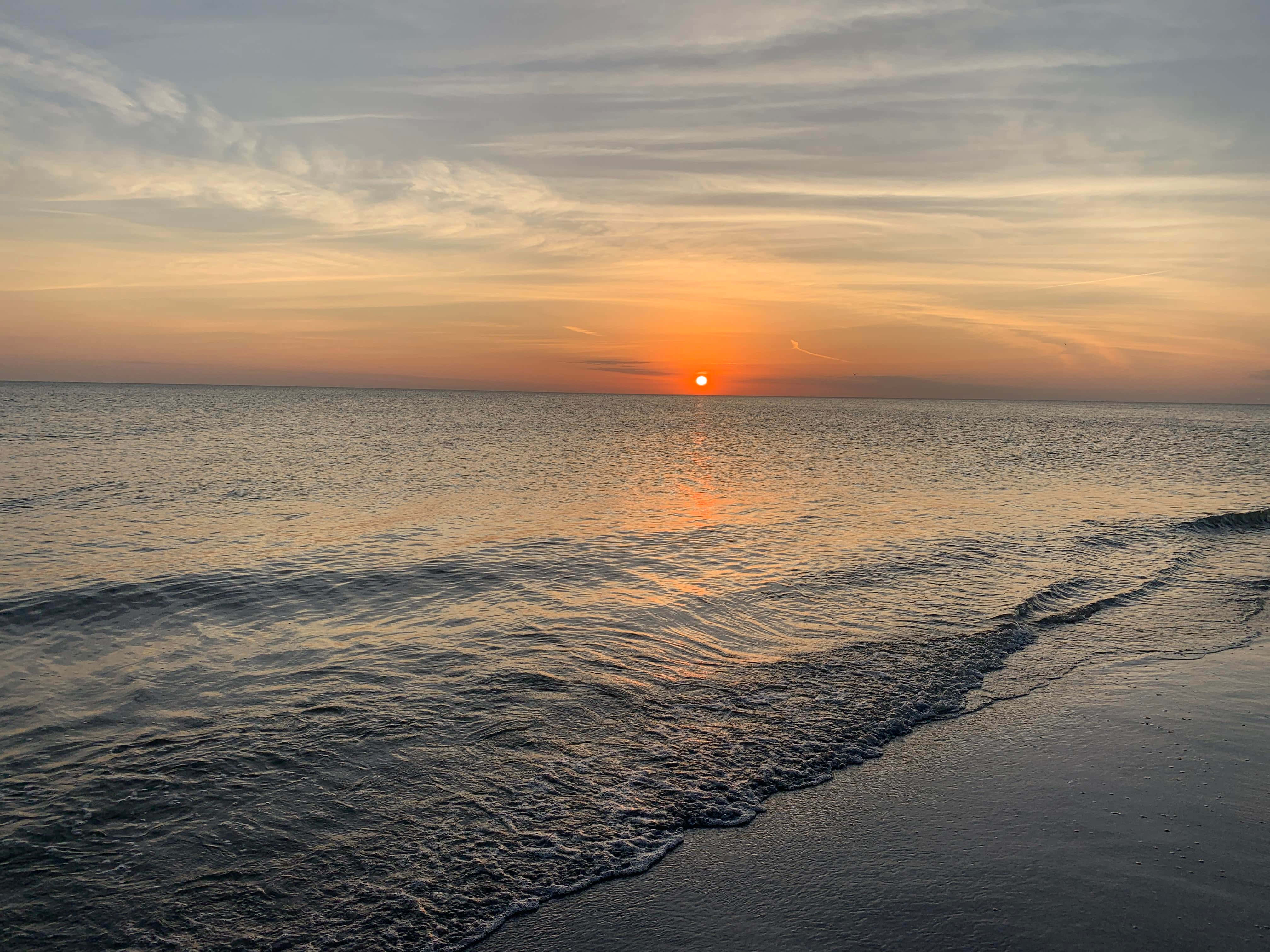 Nyt de strålende fargene i en solnedgang ved stranden Bakgrunner