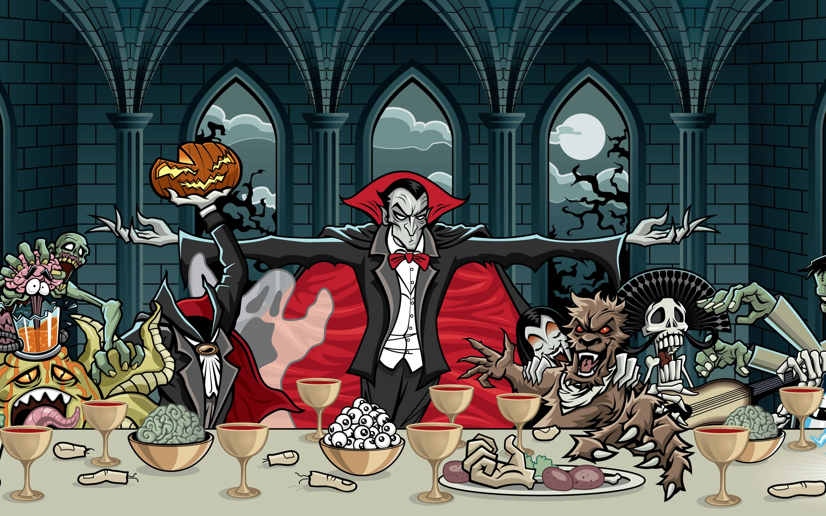 Nyt et skummelt vampyrmåltid denne halloween Bakgrunner