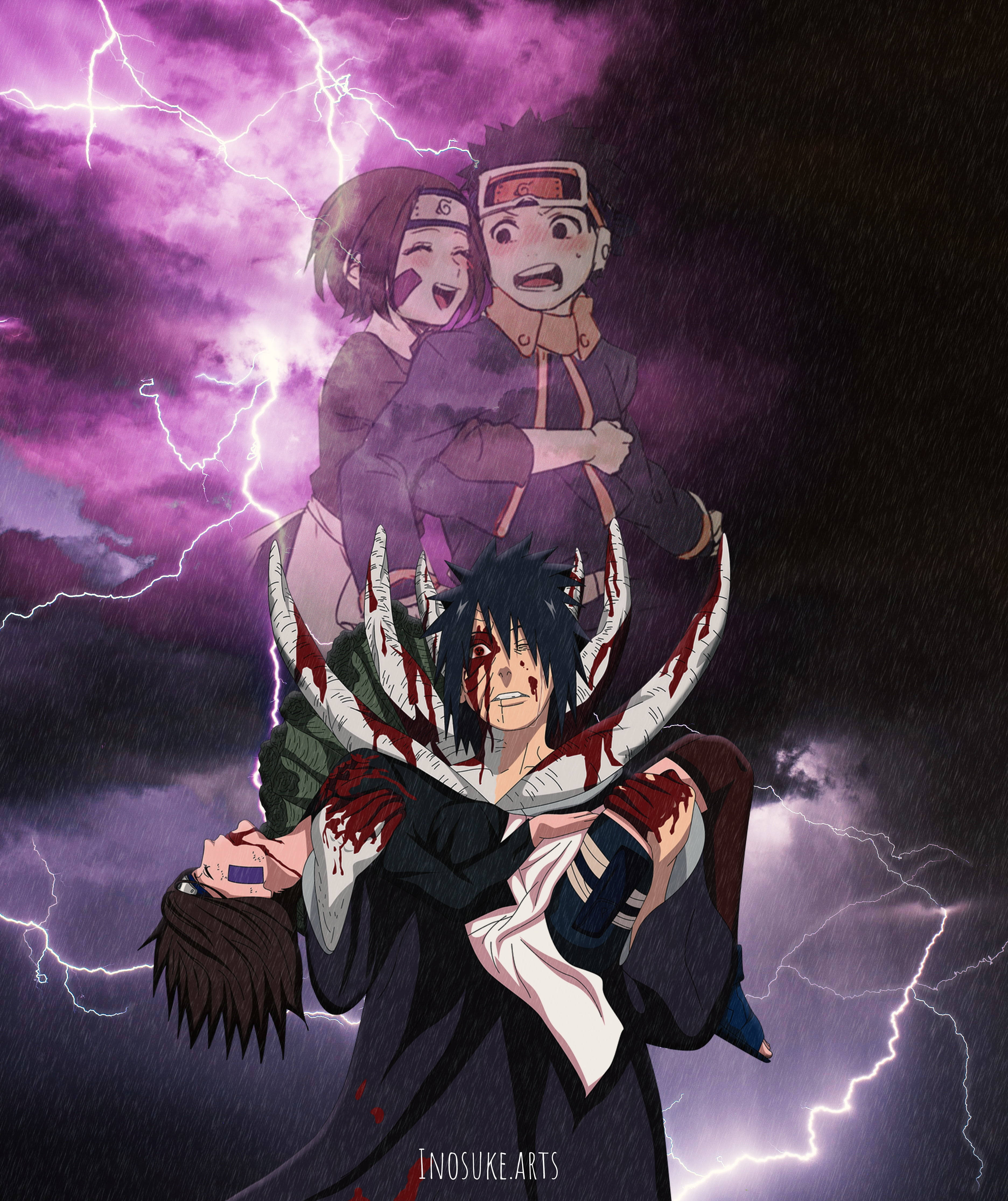 Obito Uchiha sørger over Rin 4K Bakgrunner