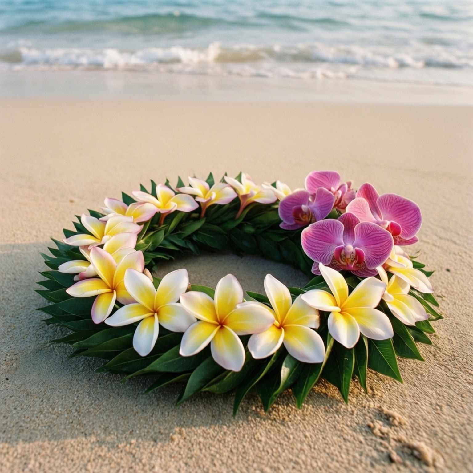 Ohana Flower Wreath Beach Bakgrunner